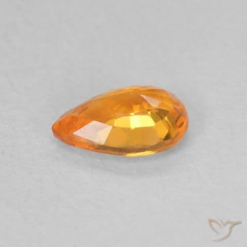 0.51ct Natural Apricot Orange Sapphire, Pear Shape, 6x4.1 mm