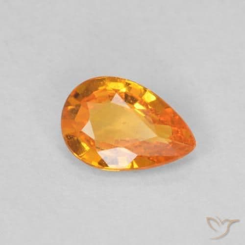 0.44ct Apricot Orange Sapphire, Pear Shape, 6.1x4.1 mm