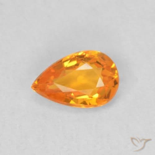 0.52ct Natural Bright Orange Sapphire, Pear Shape, 6.1x4 mm
