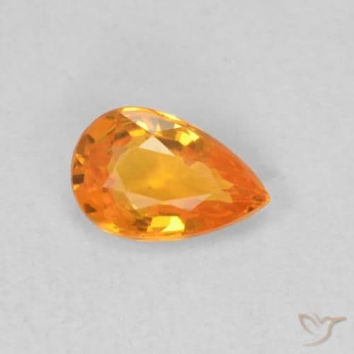 0.52ct Natural Bright Orange Sapphire, Pear Shape, 6.1x4 mm