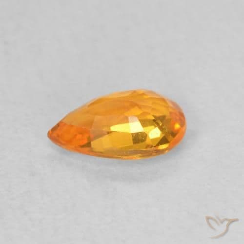 0.52ct Natural Bright Orange Sapphire, Pear Shape, 6.1x4 mm