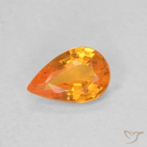 0.48ct Natural Bright Orange Sapphire, Pear Shape, 6.1x4 mm
