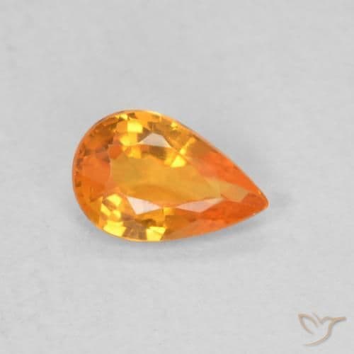 0.48ct Natural Bright Orange Sapphire, Pear Shape, 6.1x4 mm