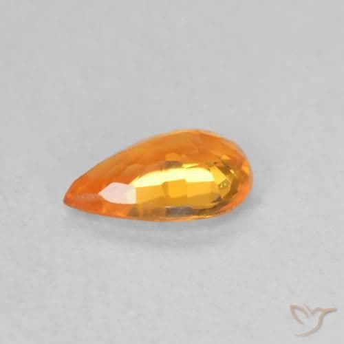 0.48ct Natural Bright Orange Sapphire, Pear Shape, 6.1x4 mm