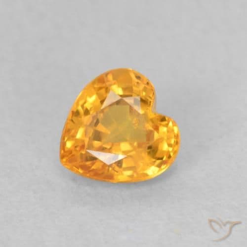 0.40ct Reddish Orange Sapphire, Heart Shape, 4.5x4.4 mm