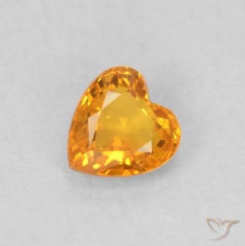 0.37ct Medium Orange Sapphire, Heart Shape, 4.4x4.4 mm