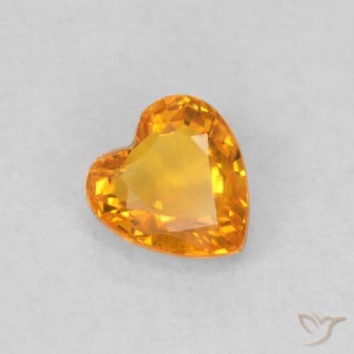 0.41ct Bright Orange Sapphire, Heart Shape, 4.4x4.2 mm