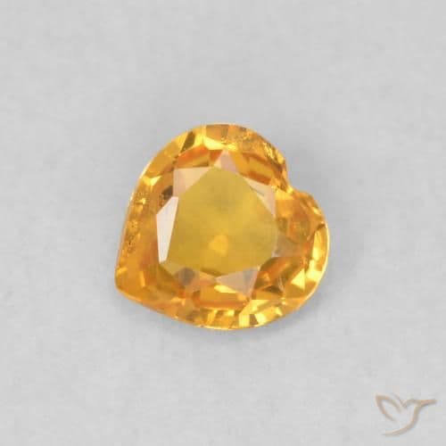 0.37ct Medium Orange Sapphire, Heart Shape, 4.4x4.4 mm