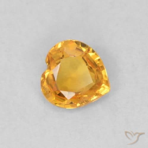 0.35ct Bright Orange Sapphire, Heart Shape, 4.4x4.4 mm