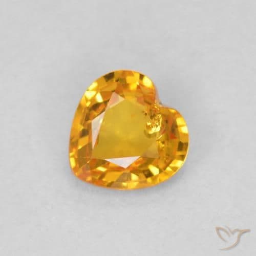 0.37ct Medium Orange Sapphire, Heart Shape, 4.4x4.4 mm