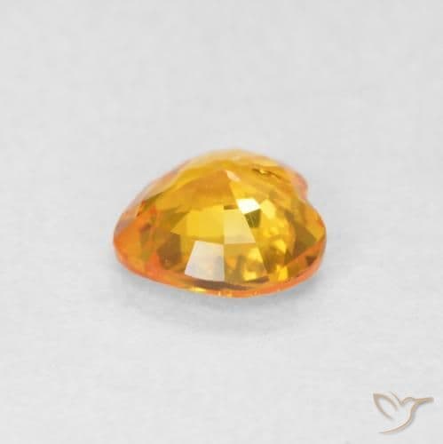 0.40ct Medium Orange Sapphire, Heart Shape, 4.5x4.5 mm