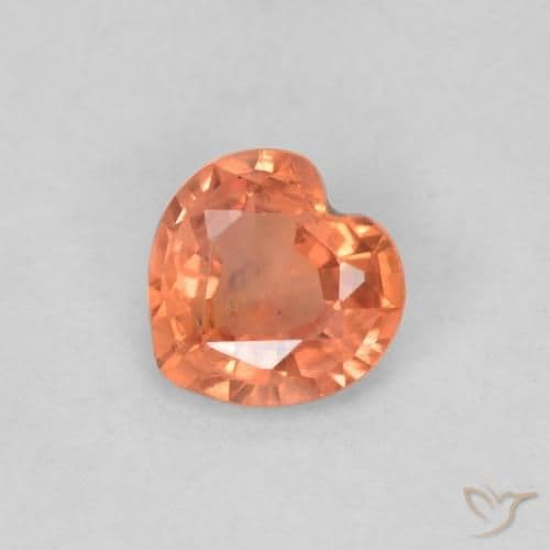 0.36ct Apricot Orange Sapphire, Heart Shape, 4.4x4.2 mm