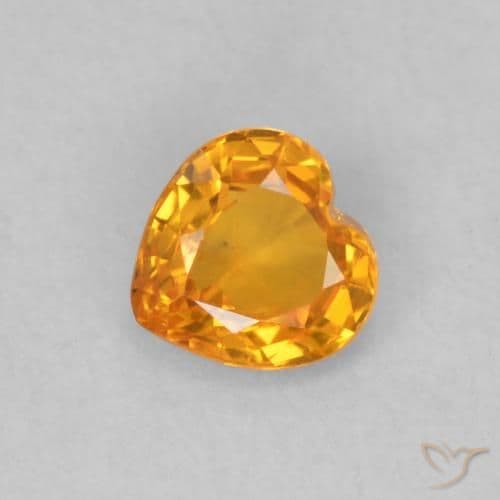 0.44ct Honey Orange Sapphire, Heart Shape, 4.7x4.6 mm
