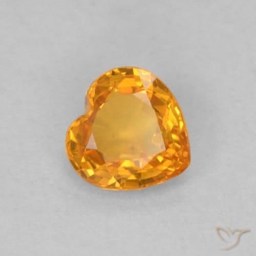 0.44ct Honey Orange Sapphire, Heart Shape, 4.7x4.6 mm