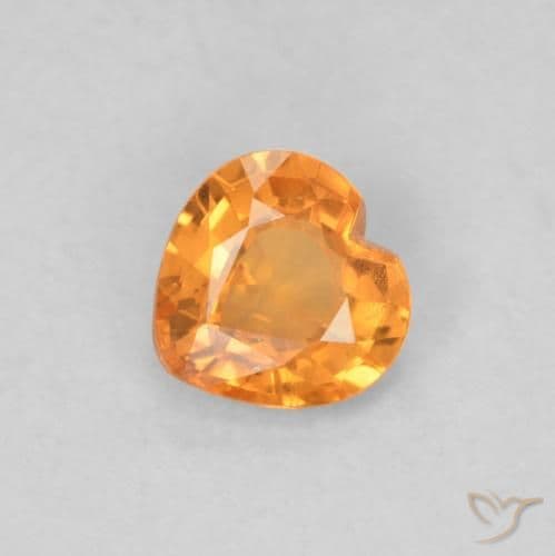 0.36ct Apricot Orange Sapphire, Heart Shape, 4.4x4.2 mm