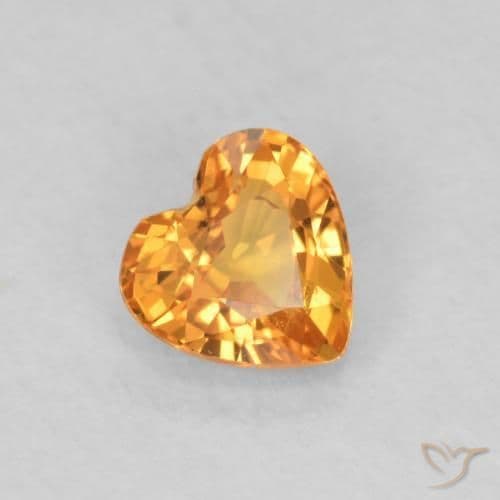 0.49ct Bright Orange Sapphire, Heart Shape, 4.6x4.6 mm