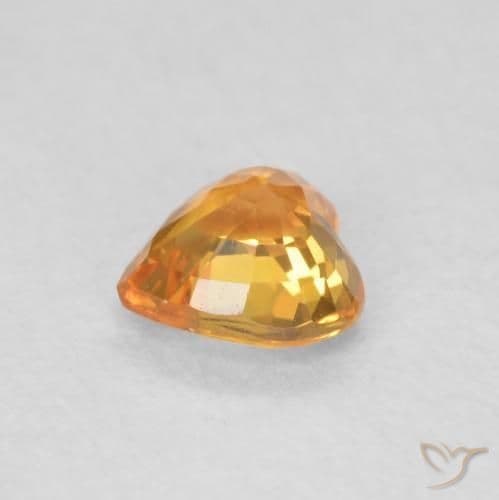 0.49ct Bright Orange Sapphire, Heart Shape, 4.6x4.6 mm