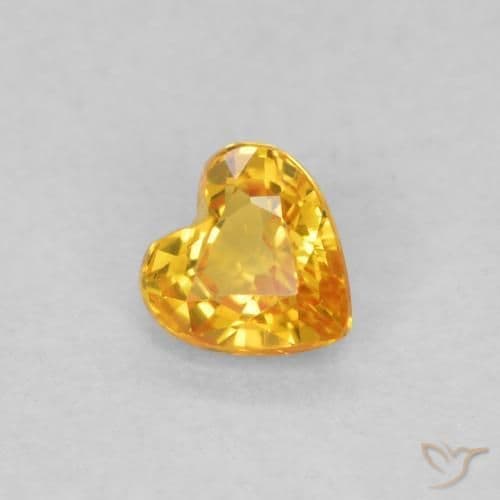 0.34ct Natural Bright Orange Sapphire, Heart Shape, 4x4 mm