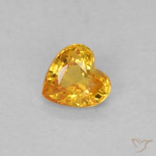 0.34ct Natural Bright Orange Sapphire, Heart Shape, 4x4 mm
