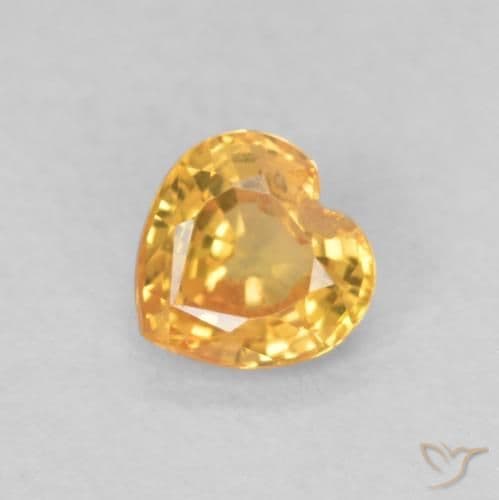 0.43ct Light Orange-Gold Sapphire, Heart Shape, 4.6x4.5 mm