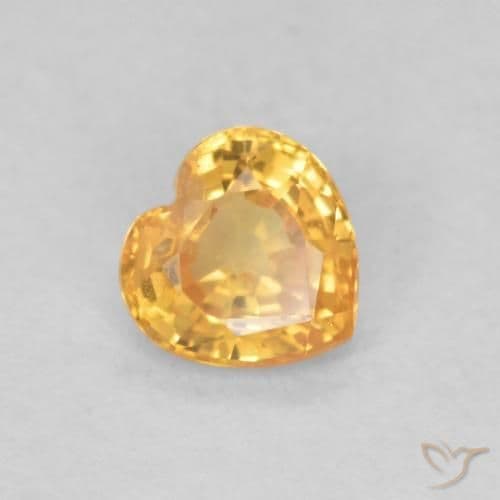 0.43ct Light Orange-Gold Sapphire, Heart Shape, 4.6x4.5 mm