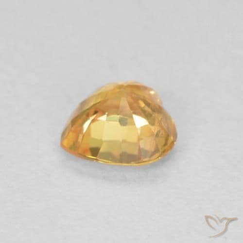 0.43ct Light Orange-Gold Sapphire, Heart Shape, 4.6x4.5 mm