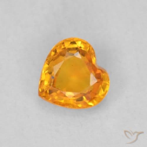 0.48ct Bright Orange Sapphire, Heart Shape, 4.5x4.7 mm