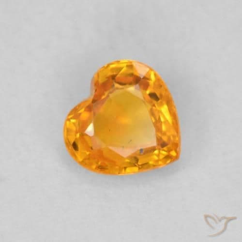 0.48ct Bright Orange Sapphire, Heart Shape, 4.5x4.7 mm