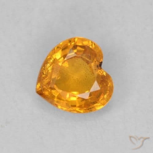 0.47ct Honey Orange Sapphire, Heart Shape, 4.6x4.6 mm
