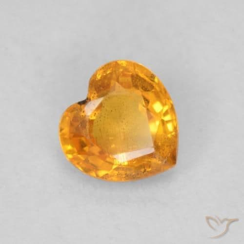 0.47ct Honey Orange Sapphire, Heart Shape, 4.6x4.6 mm