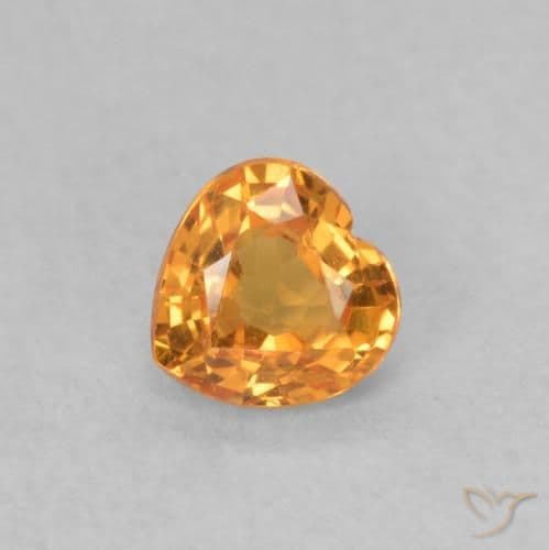 0.36ct Apricot Orange Sapphire, Heart Shape, 4.4x4.2 mm