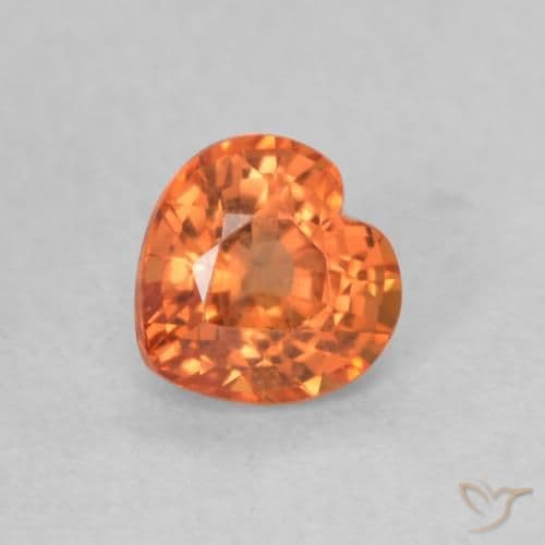 0.53ct Natural Fire Orange Sapphire, Heart Shape, 4.6x4.5 mm