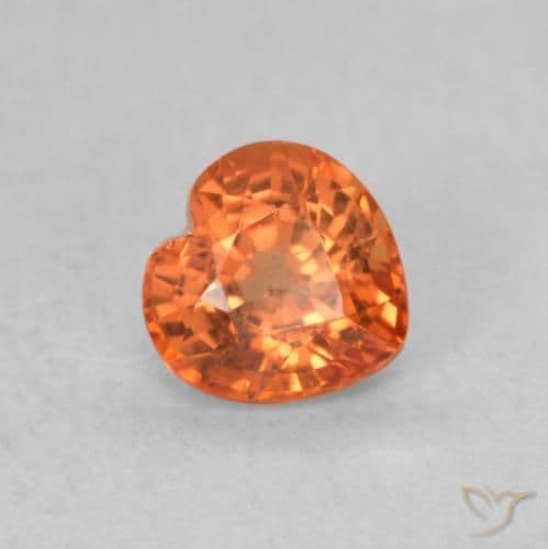 0.53ct Natural Fire Orange Sapphire, Heart Shape, 4.6x4.5 mm