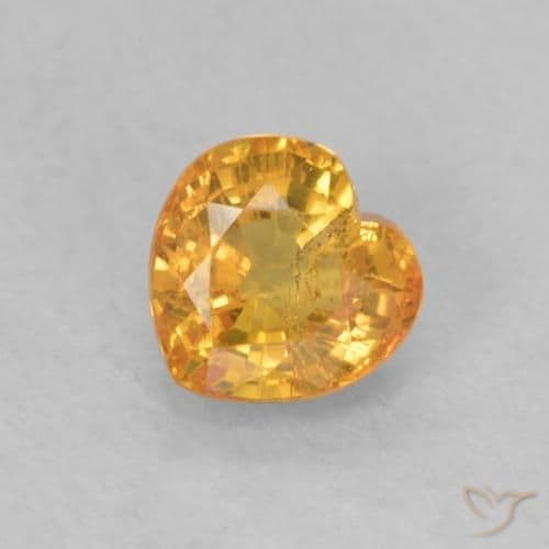 0.54ct Bright Orange Sapphire, Heart Shape, 4.7x4.6 mm