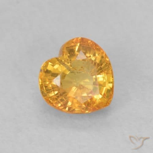 0.54ct Bright Orange Sapphire, Heart Shape, 4.7x4.6 mm