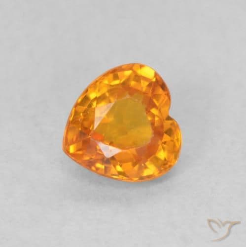 0.54ct Medium Orange Sapphire, Heart Shape, 4.6x4.6 mm