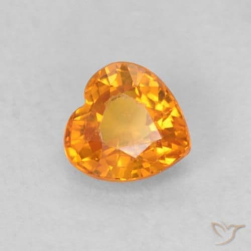 0.54ct Medium Orange Sapphire, Heart Shape, 4.6x4.6 mm
