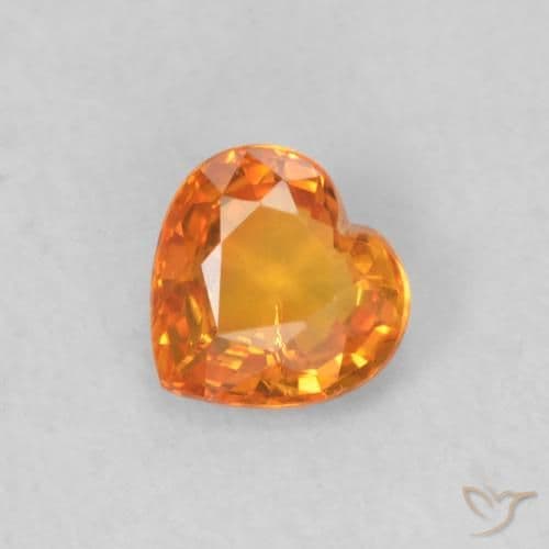 0.42ct Bright Orange Sapphire, Heart Shape, 4.6x4.5 mm