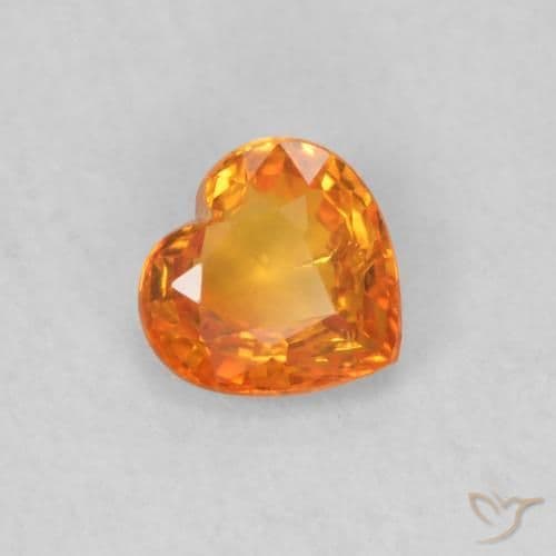 0.42ct Bright Orange Sapphire, Heart Shape, 4.6x4.5 mm