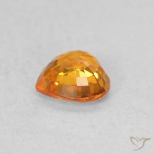0.42ct Bright Orange Sapphire, Heart Shape, 4.6x4.5 mm