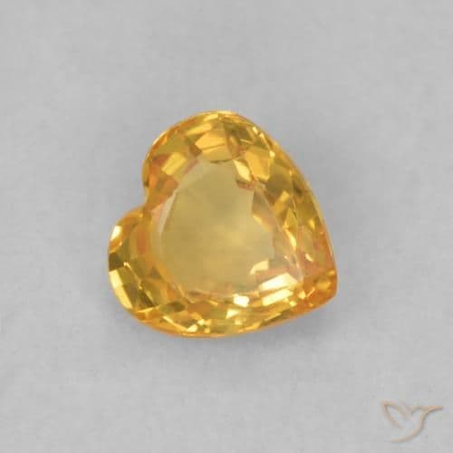 0.46ct Natural Orange-Gold Sapphire, Heart Shape, 4.6x4.6 mm