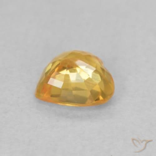 0.46ct Natural Orange-Gold Sapphire, Heart Shape, 4.6x4.6 mm