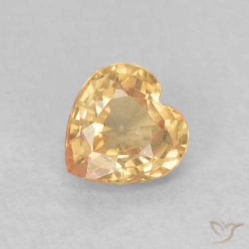 0.44ct Natural Golden Sapphire, Heart Shape, 4.7x4.5 mm