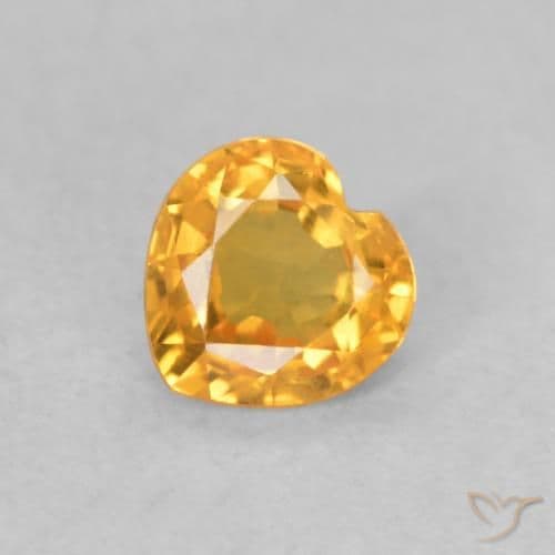 0.40ct Natural Orange-Gold Sapphire, Heart Shape, 4.5x4.4 mm