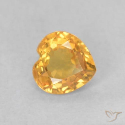 0.40ct Natural Orange-Gold Sapphire, Heart Shape, 4.5x4.4 mm