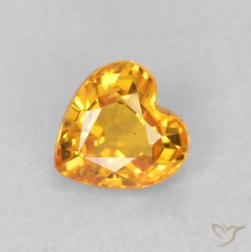 0.48ct Natural Orange-Gold Sapphire, Heart Shape, 4.6x4.5 mm