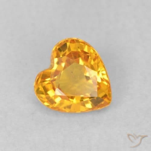 0.48ct Natural Orange-Gold Sapphire, Heart Shape, 4.6x4.5 mm