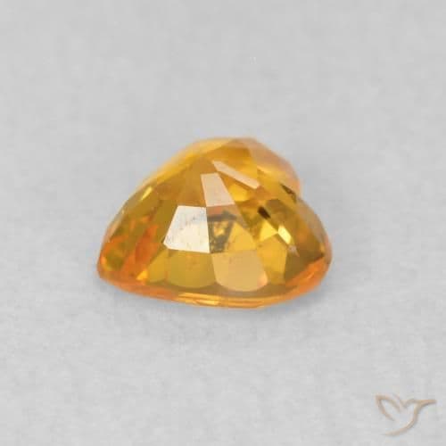 0.48ct Natural Orange-Gold Sapphire, Heart Shape, 4.6x4.5 mm