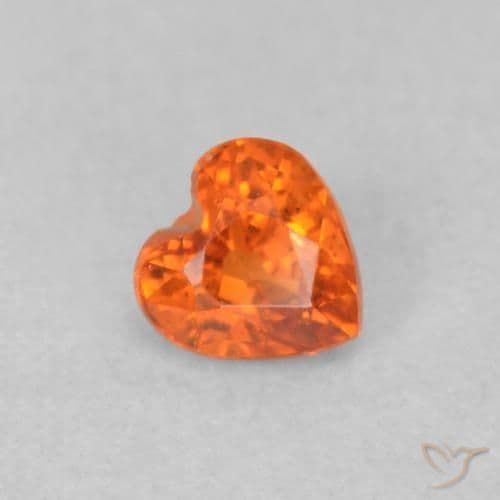 0.36ct Amber Orange Sapphire, Heart Shape, 4.2x4.1 mm