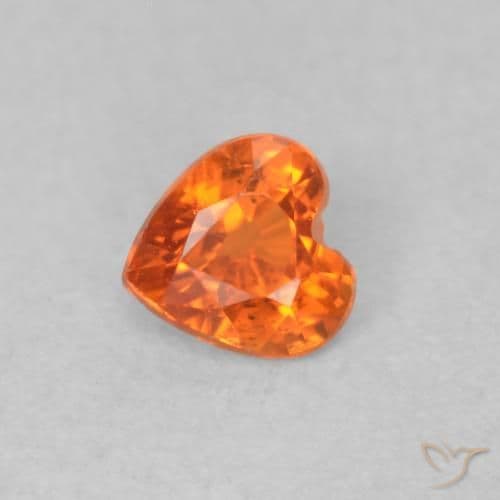 0.36ct Amber Orange Sapphire, Heart Shape, 4.2x4.1 mm